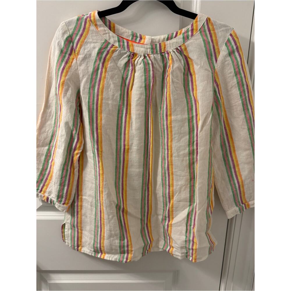 NWT $110 BODEN Katie linen striped blouse Top Sz 6/small - Picture 2 of 9